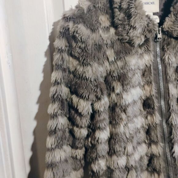 Cherokee Kids Faux Fur Jacket - Brown and Gray - Picture 5 of 15